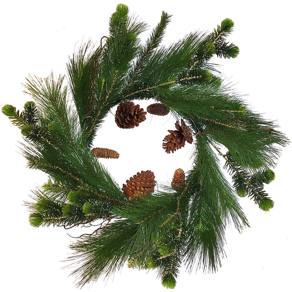 Darice Christmas Wreath 24 inch Mixed Greens Pine W Pine Cones TKB3_U7XTI48