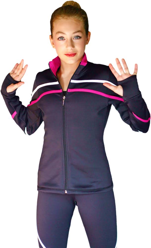 ChloeNoel J618F 2-Tone PIPING Light Weight Fleece Figure Skating Jacket PAV7_P6URU75