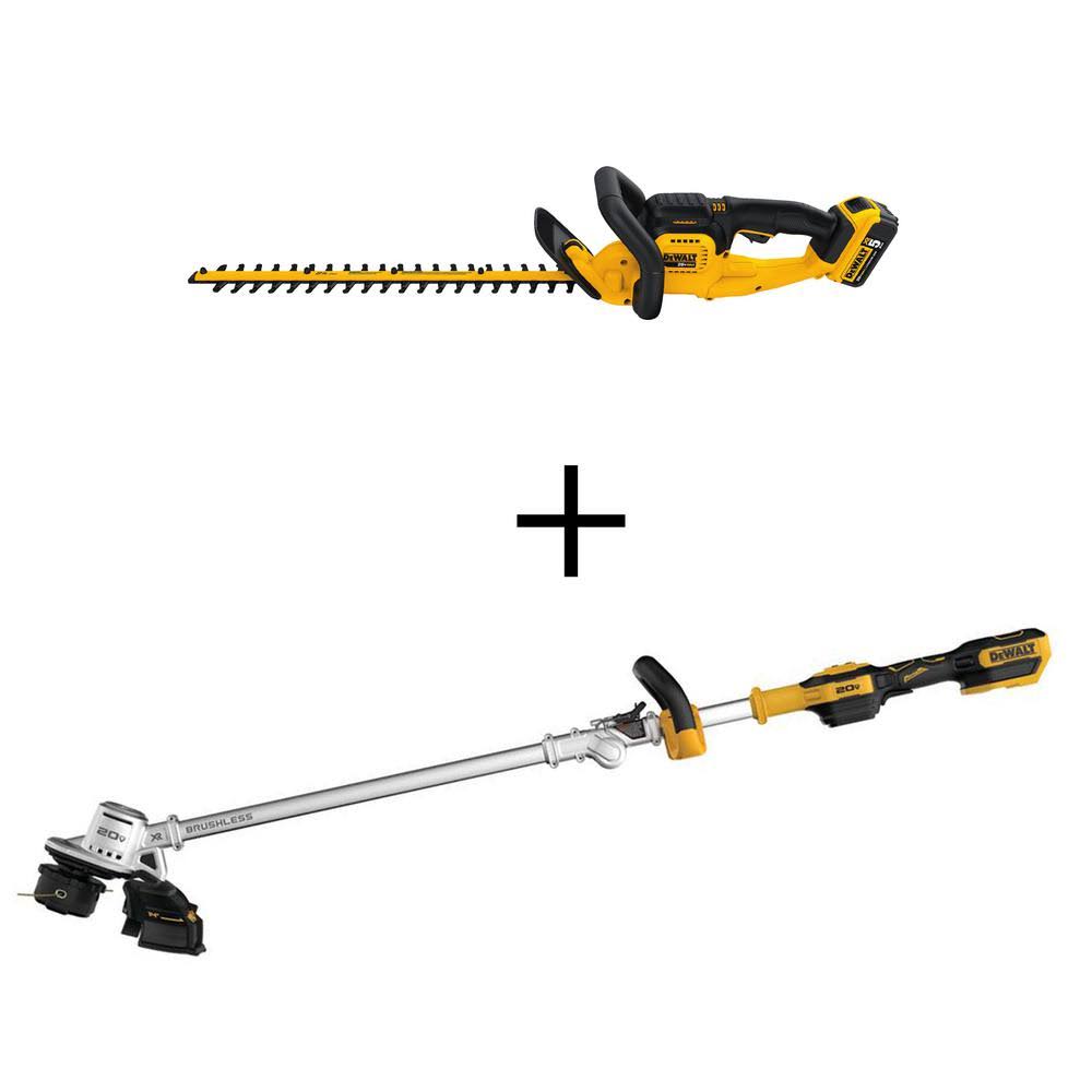 DeWalt 22 in. 20-Volt Max Lithium-Ion Cordless Hedge Trimmer Kit with 20-Volt Cordless Brushless String Trimmer (Tool Only) JPE0_H5XFD80