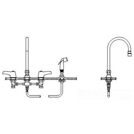 Delta 27C1933 Two Handle Below Deck-Mount Faucet with Hose and Spray SYW9_T7VXY46