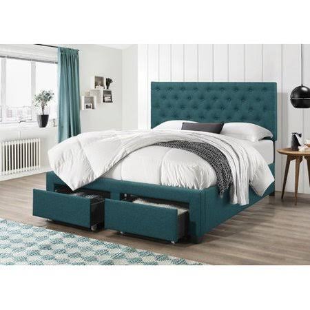 Charlton Home Rhea Upholstered Storage Panel Bed, Size: King, Blue JCK1_N0NZK36