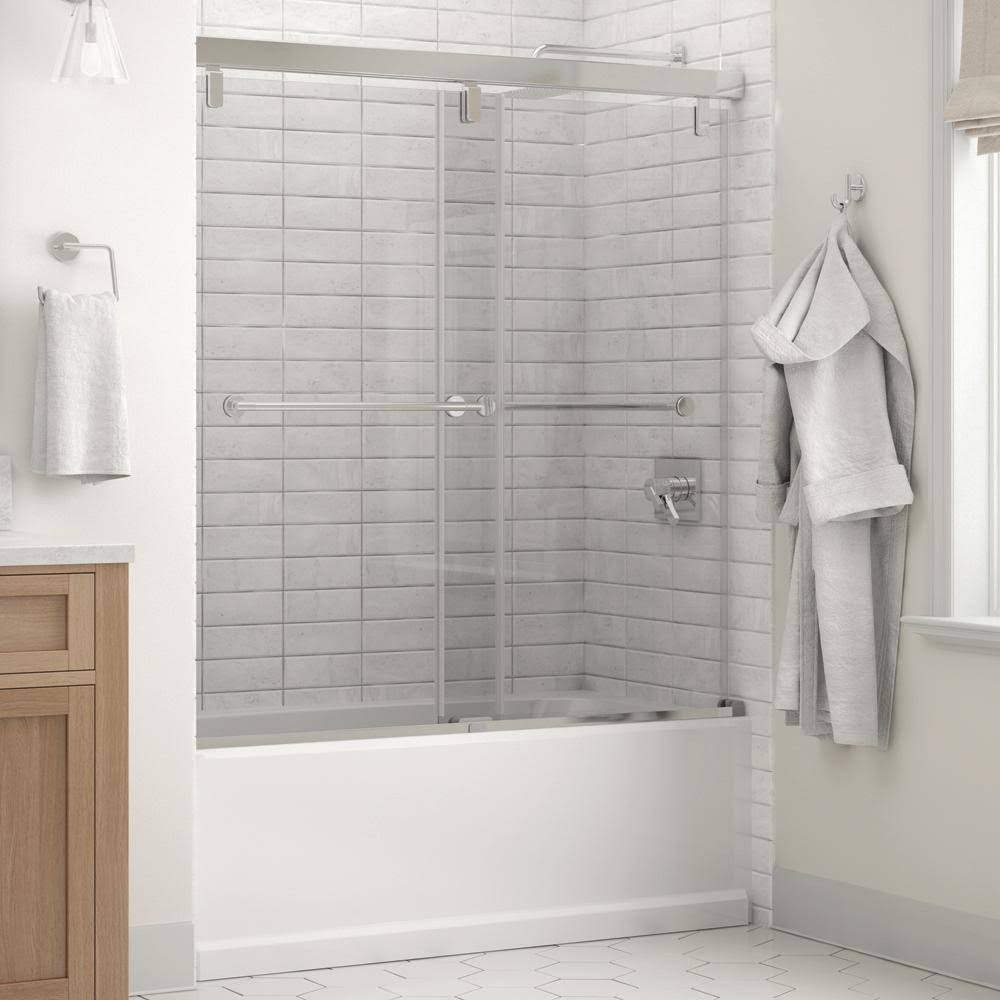 Delta Everly 60 in. x 59-1/4 in. Mod Semi-Frameless Sliding Bathtub Door in Chrome and 1/4 in. (6mm) Clear Glass JYW3_Q6UUY21