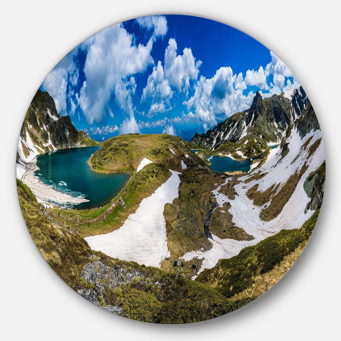 Designart Seven Rila Lakes in Bulgaria Landscape Disc Metal Artwork - 29 x 29 - Disc of 29 inch IXW6_K2AXP42