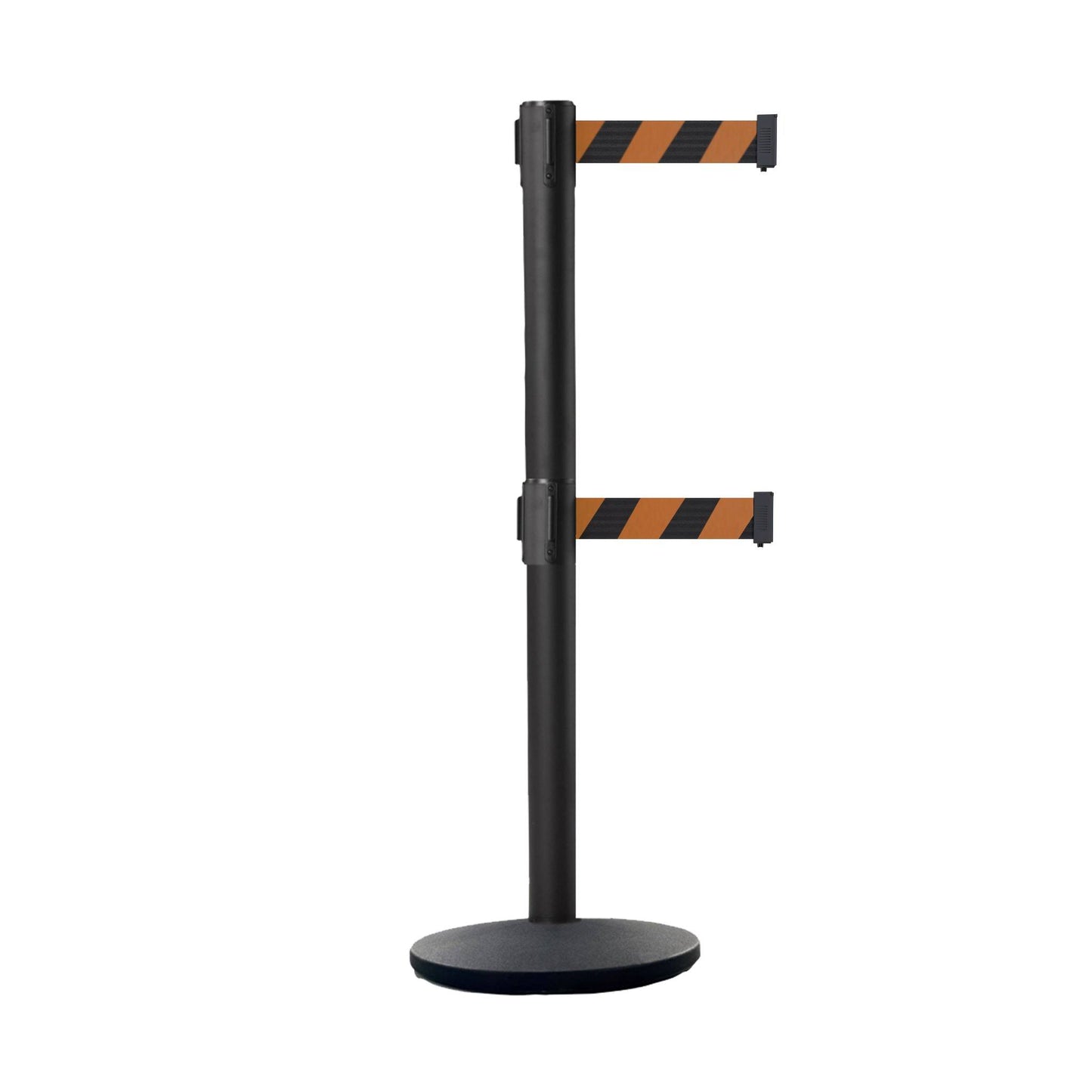 CCW Series IRBB-100D Retractable Belt Barrier Black Post, Cast Iron Base - 11 ft. Belt by Crowd Control Warehouse HFC4_O3TLR30