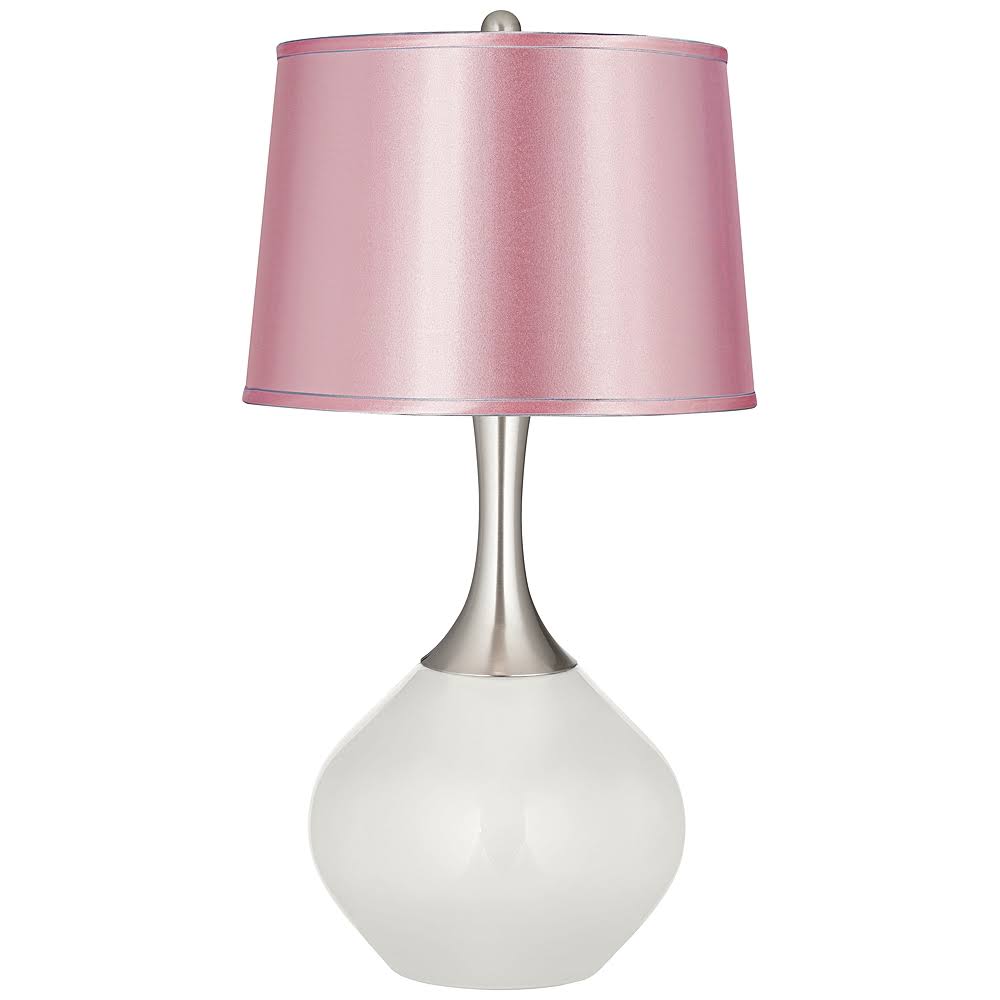 Color + Plus Winter White Satin Pale Pink Shade Spencer Table Lamp MTN9_T6TMZ57