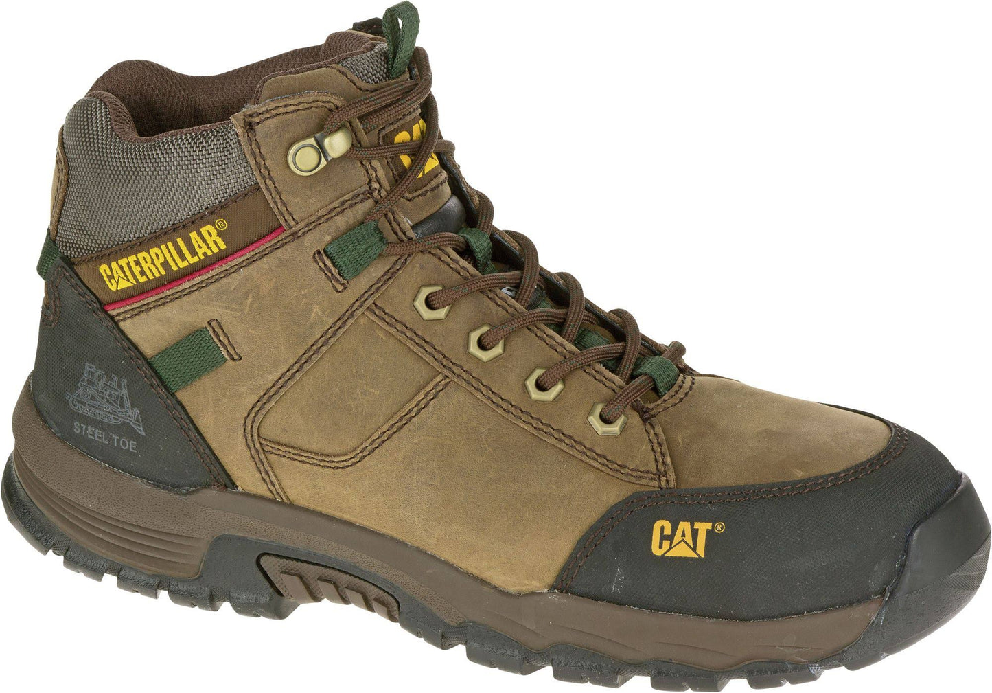 Cat Mens Safeway Mid Steel Toe Work Boot - Brown - P90623 RSB7_L8ZBM10