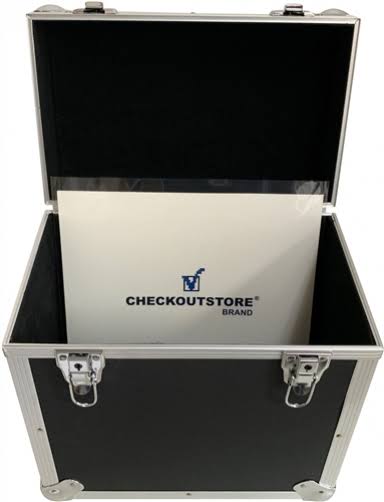 CheckOutStore Aluminum 12x22 LP Vinyl Record Storage Box (Holds 50 Records) Black WIJ9_L6ZEX26