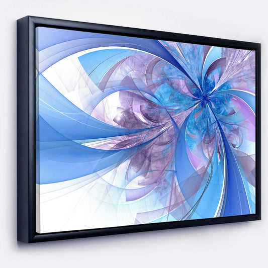 Designart Light Blue and Purple Fractal Flower Floral Framed Canvas Art Print - 20 in. Wide x 12 in. High JME4_G2TPB46