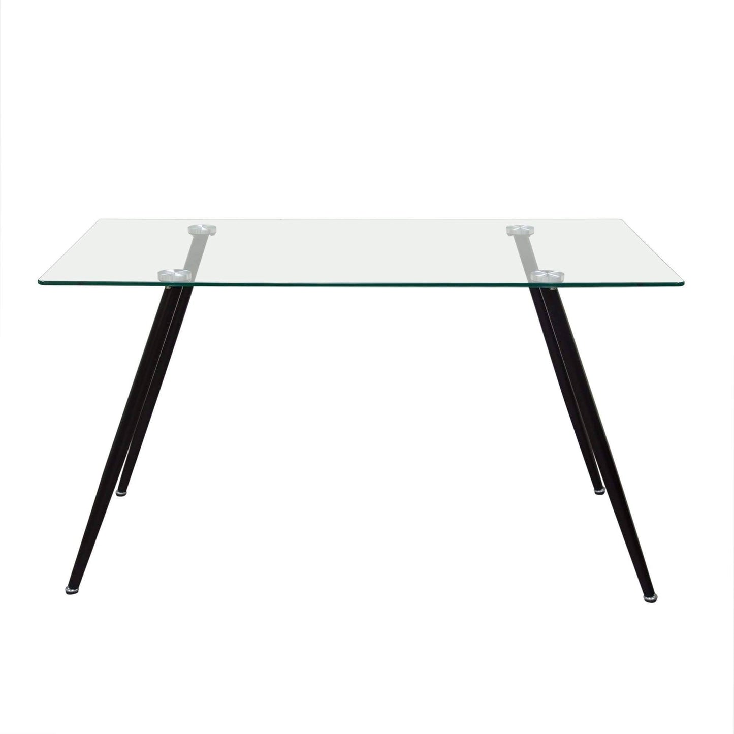 Diamond Sofa Finn Rectangular Glass Top Dining Table with Black Powder Coated Metal Legs OXT5_F6IPG77