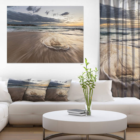 Design Art Morning with Playful Surf and Pleasant Sky Photographic Print on Wrapped Canvas, Gray DFO5_B6VXC02