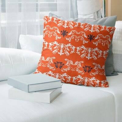 Denver Football Baroque Square Pillow Cover East Urban Home Color: Coral/White/Black, Size: 18x22 x 18 RUT1_L9UYI91