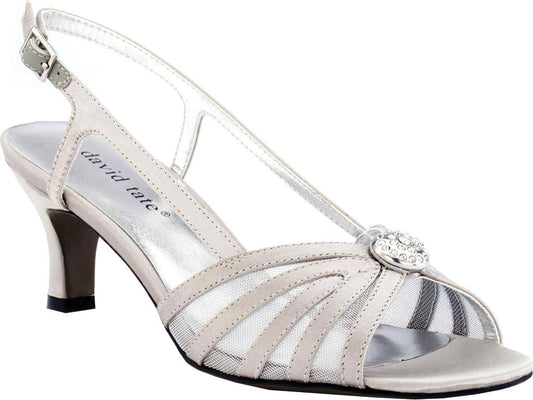 David Tate Womens Cheer Slingback, Silver Satin BMF9_P9RXP39