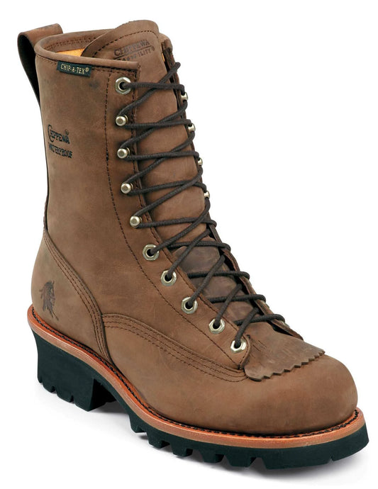 Chippewa Mens Bay Apache 8 in. Waterproof Logger Boots, 73100, Brown XQE2_Q4ALS82