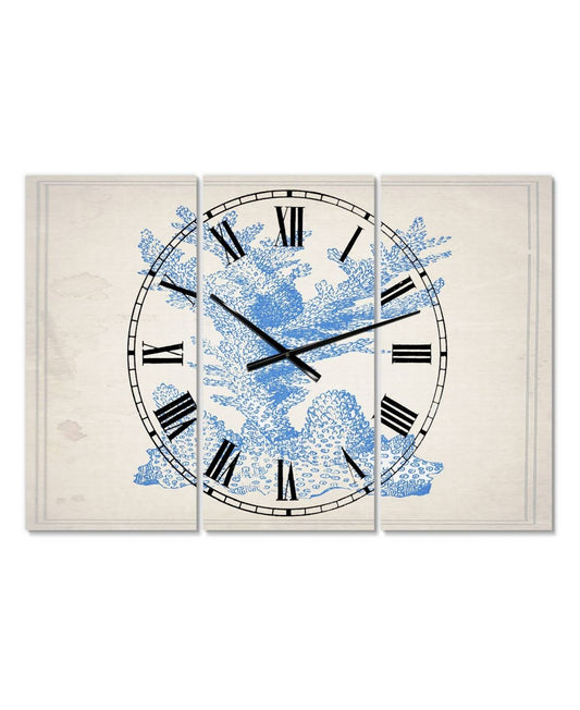 Designart &Blue Coral 1& Large Nautical Coastal Wall Clock, Size: 28 inch x 36 inch BTM4_R1NUJ80