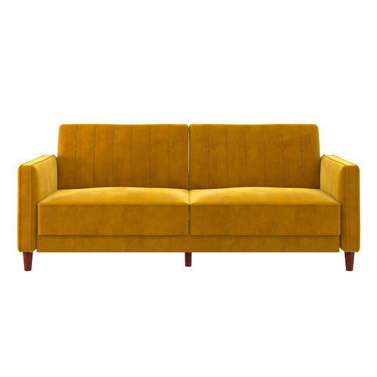 DHP Ivana Tufted Transitional Velvet Futon in Mustard Yellow - DZ63348 RHM7_B2SYX31