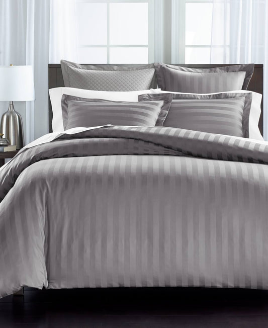 Charter Club Damask Collection Thin Stripe 550-Thread Count 2-pc. Twin Comforter Set, Created for Macy&s - Smoke EHB0_Z8ENQ62