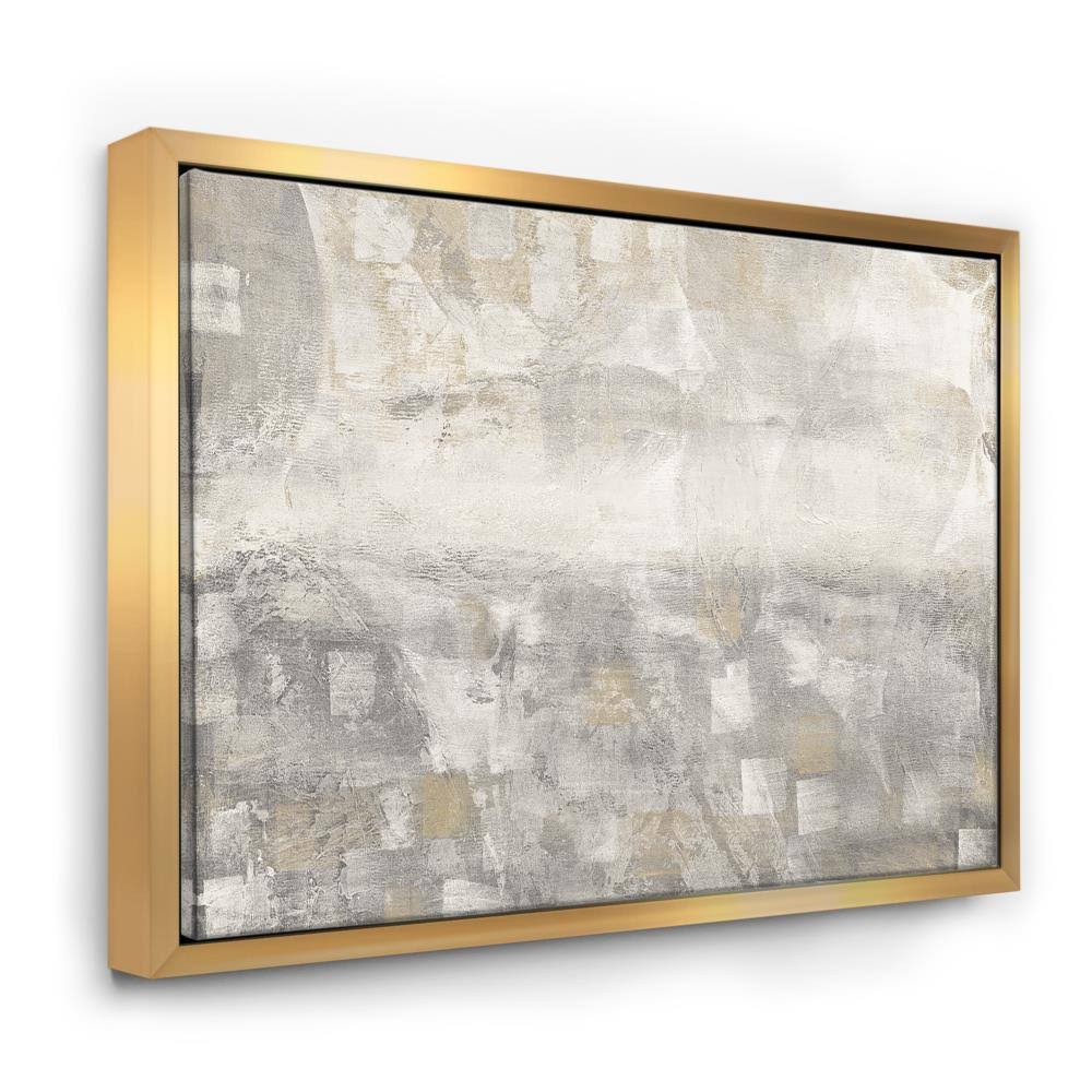 Designart &Gray Abstract Watercolor& Contemporary Framed Canvas - Grey - 32 in. Wide x 16 in. High - Gold SCI0_T3UAK81