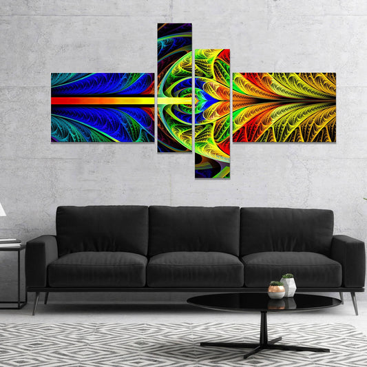 Designart Colorful Stained Glass Texture Abstract Wall Art Canvas - 60 in. Wide x 32 in. High - 4 Panels MSS5_D1RZT56