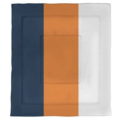 College Stripes Auburn Microfiber Single Reversible Comforter East Urban Home Size: Queen Comforter, Color: Blue/Orange QFK4_I8GMN31