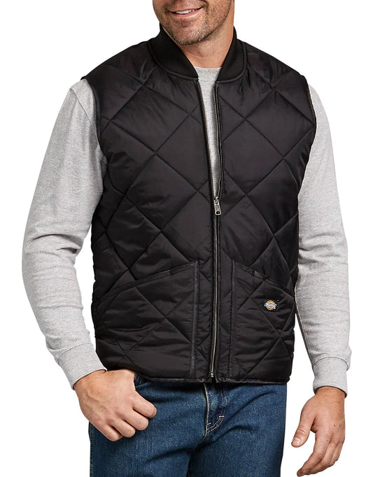 Dickies Diamond Quilted Nylon Vest - Black - XL FZD1_G7MVW94