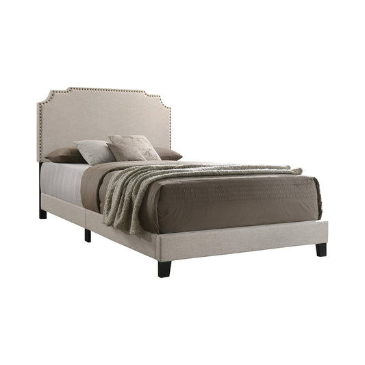 Coaster Tamarac Upholstered Nailhead Eastern King Bed Beige JEK4_E2FGN08