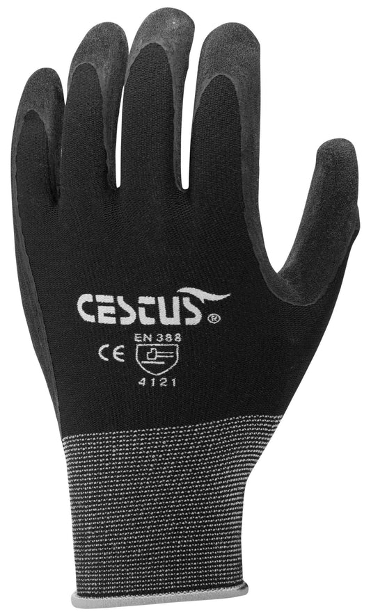 Cestus 6111/6116 TAA Compliant NS Grip Latex Micro-Coated Gloves Black Small BRD4_G5ZUK83