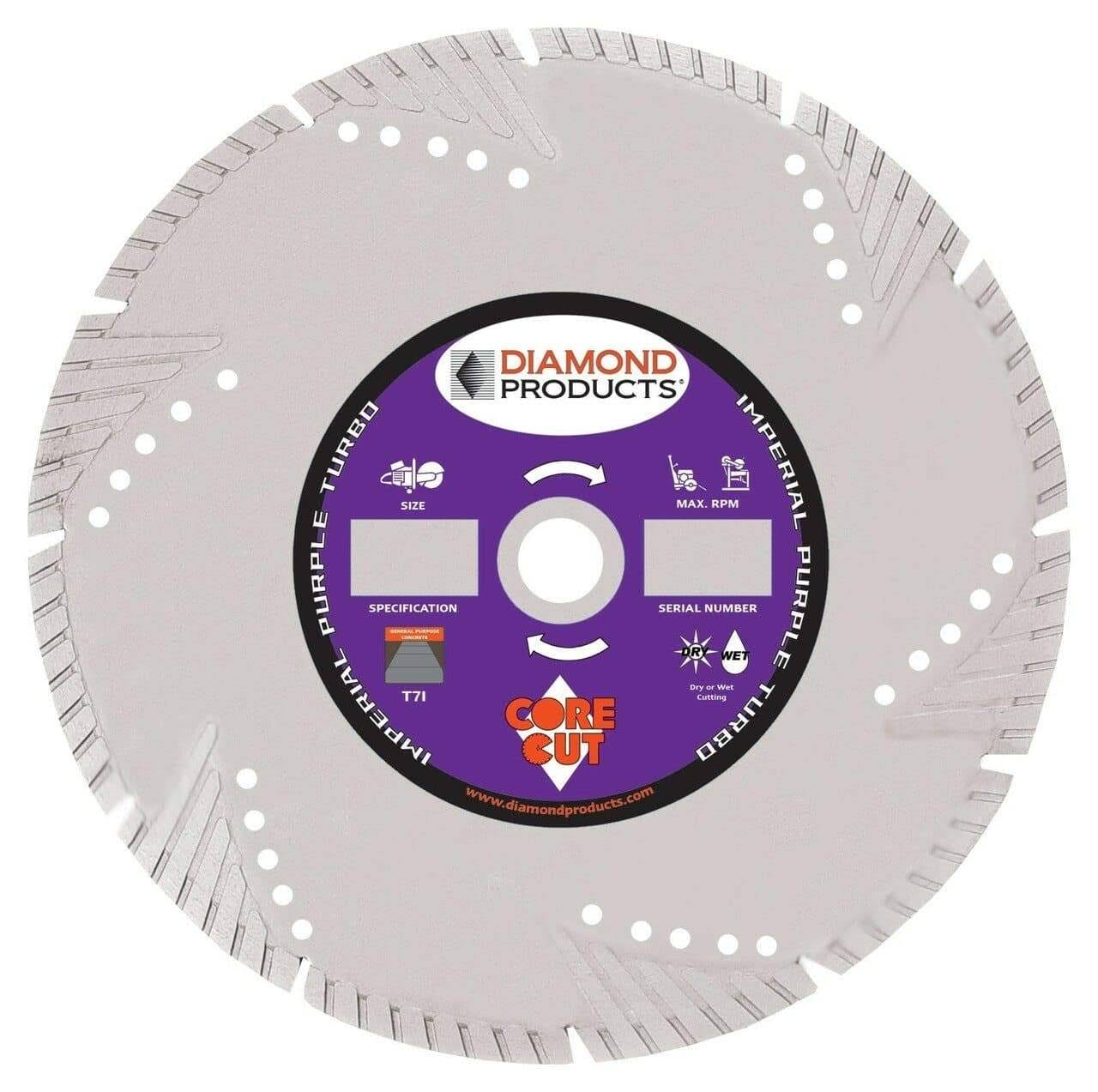 Diamond Products Imperial Purple High Speed Turbo Blade for Concrete 79953 XXI8_V3ULO12