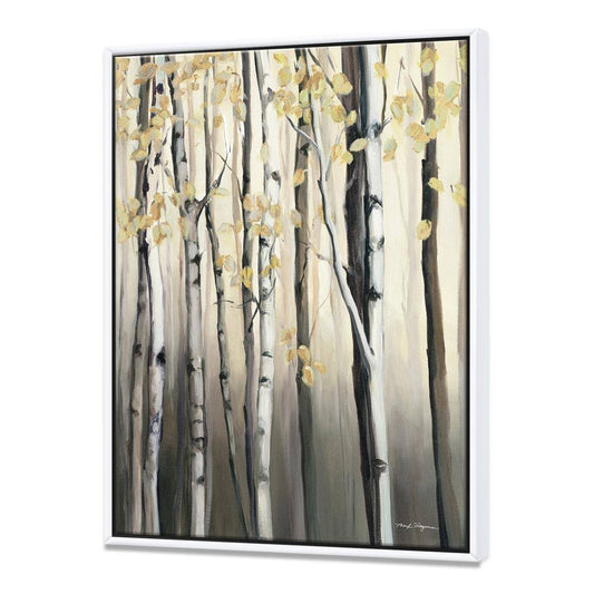 Designart &Golden Birch Forest IV& Cabin Lodge Framed Canvas - Grey - 16 in. Wide x 32 in. High - White LSO5_K4NAM00