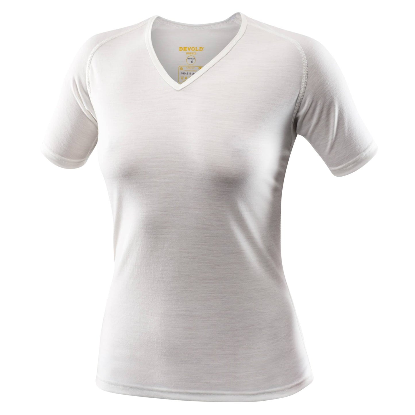 Devold Breeze Woman T-Shirt V-Neck White, Womens Merino Short-Sleeved T-Shirt, Size Xs - Color Offwhite OLS9_W2HDK49