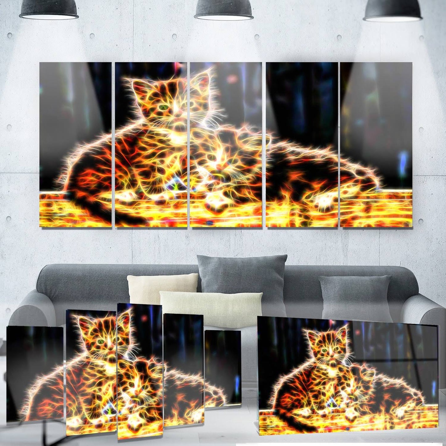 Designart Vivid Kittens Animal Metal Wall Art BXE4_R1GUN67