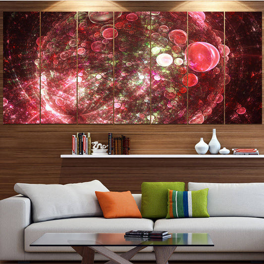 Designart Red Spherical Planet Bubbles Graphic Art Print Multi-Piece Image on Canvas CZD9_W3ZIC22