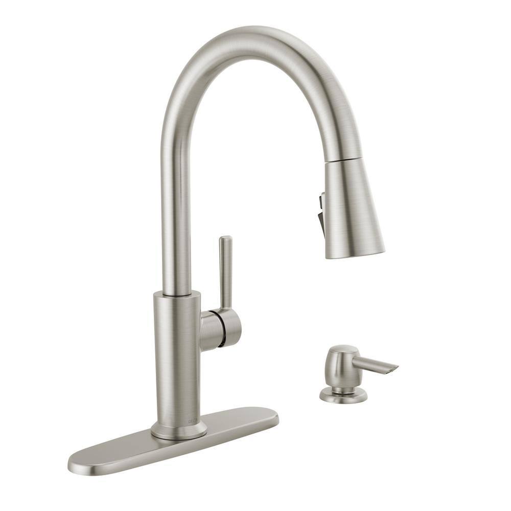 Delta Emery Single-Handle Pull-Down Sprayer Kitchen Faucet with ShieldSpray and Soap Dispenser in SpotShield Stainless Steel NOF4_C4VMP41