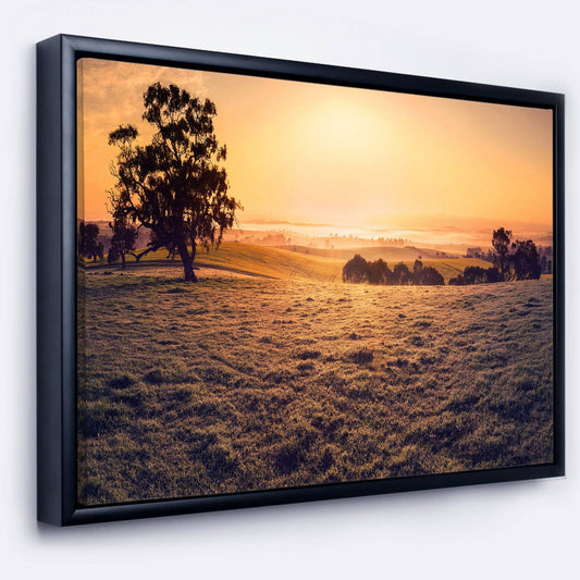 Designart Field of Dreams Panorama Landscape Framed Canvas Art Print - 20 in. Wide x 12 in. High OZP9_N3VPL75